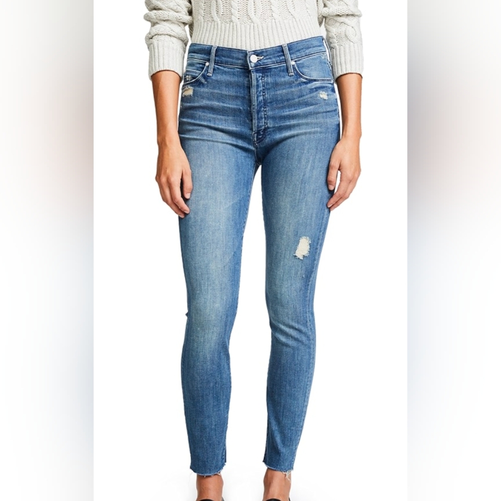 MOTHER Blue High-Rise Skinny Jeans